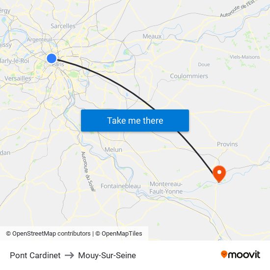 Pont Cardinet to Mouy-Sur-Seine map