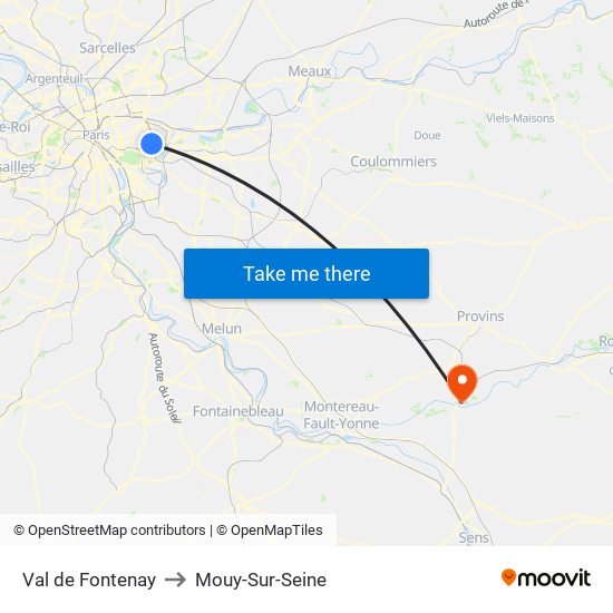 Val de Fontenay to Mouy-Sur-Seine map