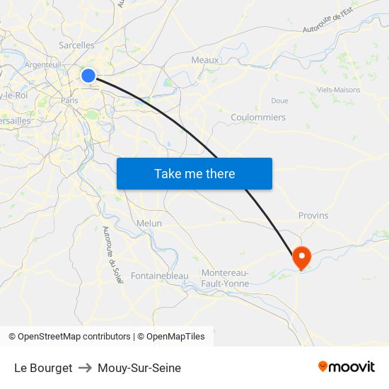 Le Bourget to Mouy-Sur-Seine map
