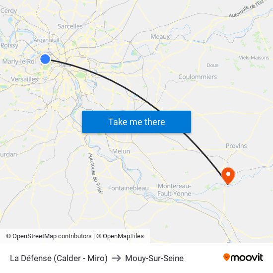 La Défense (Calder - Miro) to Mouy-Sur-Seine map