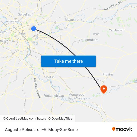 Auguste Polissard to Mouy-Sur-Seine map