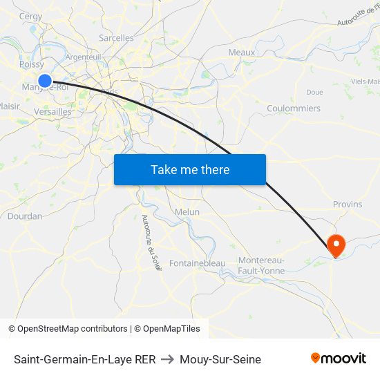Saint-Germain-En-Laye RER to Mouy-Sur-Seine map