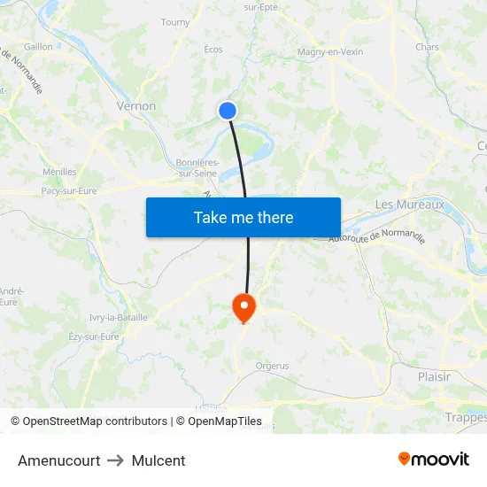 Amenucourt to Mulcent map