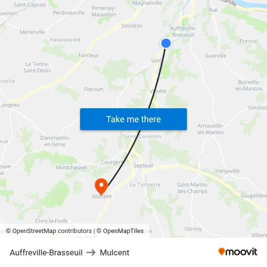 Auffreville-Brasseuil to Mulcent map