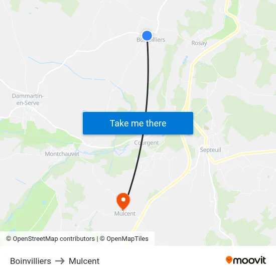 Boinvilliers to Mulcent map