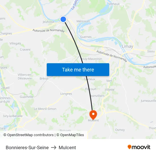 Bonnieres-Sur-Seine to Mulcent map