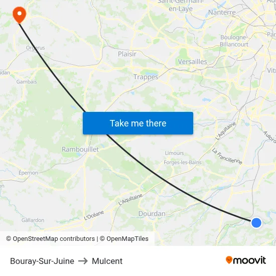 Bouray-Sur-Juine to Mulcent map