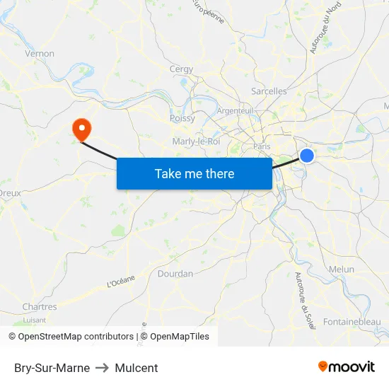 Bry-Sur-Marne to Mulcent map