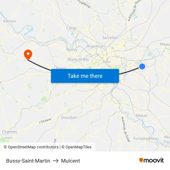 Bussy-Saint-Martin to Mulcent map