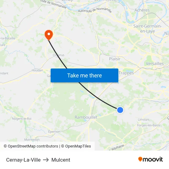 Cernay-La-Ville to Mulcent map