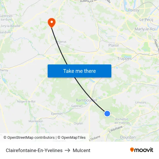 Clairefontaine-En-Yvelines to Mulcent map