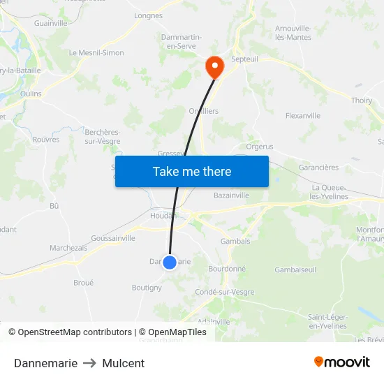 Dannemarie to Mulcent map