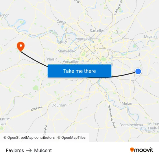 Favieres to Mulcent map