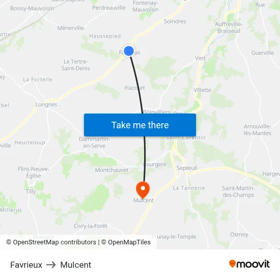 Favrieux to Mulcent map