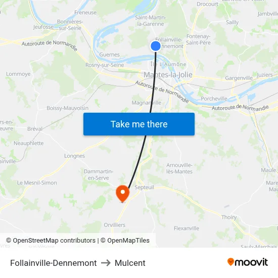 Follainville-Dennemont to Mulcent map