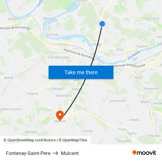Fontenay-Saint-Pere to Mulcent map