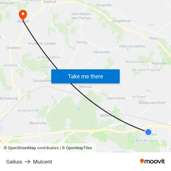 Galluis to Mulcent map