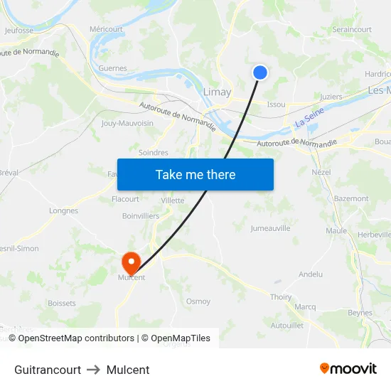 Guitrancourt to Mulcent map