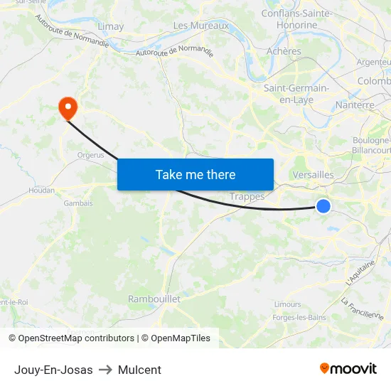 Jouy-En-Josas to Mulcent map