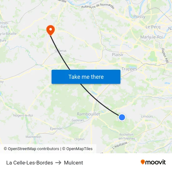 La Celle-Les-Bordes to Mulcent map