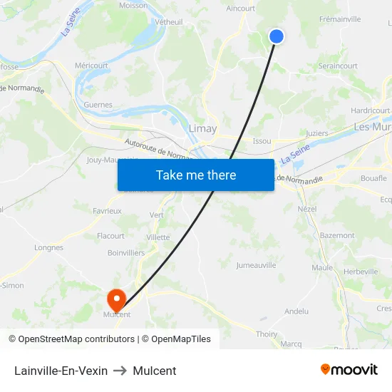 Lainville-En-Vexin to Mulcent map