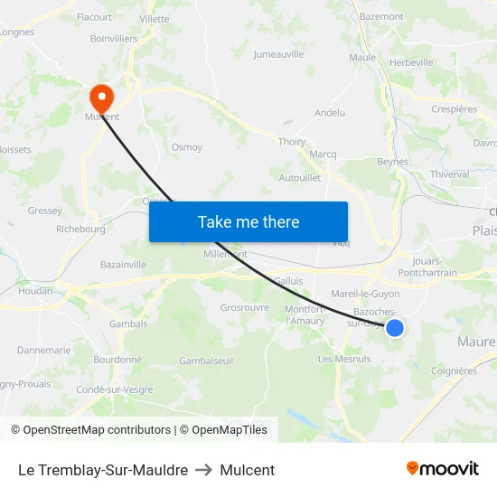 Le Tremblay-Sur-Mauldre to Mulcent map