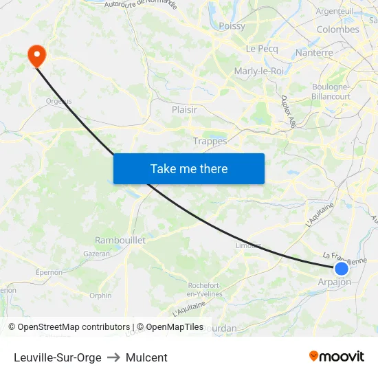 Leuville-Sur-Orge to Mulcent map