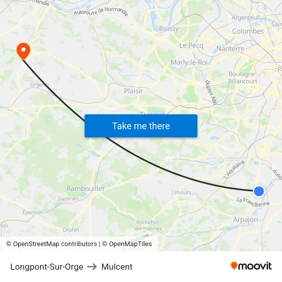 Longpont-Sur-Orge to Mulcent map