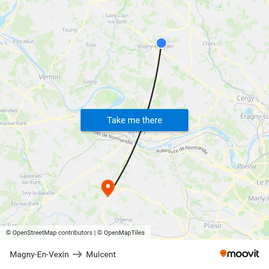 Magny-En-Vexin to Mulcent map