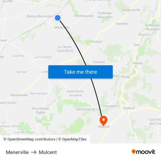 Menerville to Mulcent map
