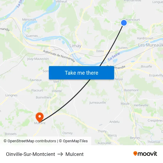 Oinville-Sur-Montcient to Mulcent map
