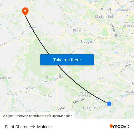 Saint-Cheron to Mulcent map