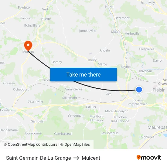 Saint-Germain-De-La-Grange to Mulcent map