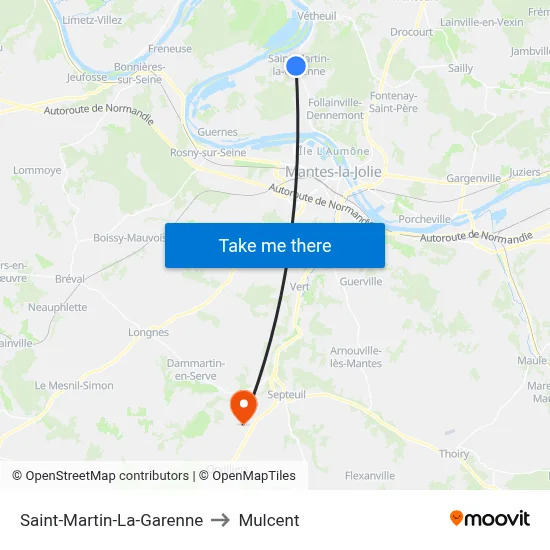Saint-Martin-La-Garenne to Mulcent map