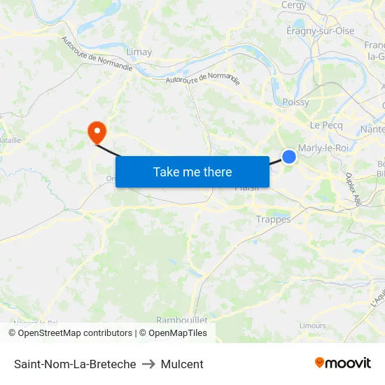 Saint-Nom-La-Breteche to Mulcent map