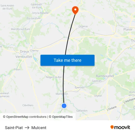 Saint-Piat to Mulcent map