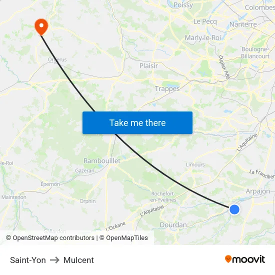Saint-Yon to Mulcent map