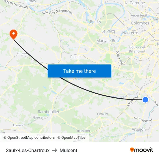 Saulx-Les-Chartreux to Mulcent map
