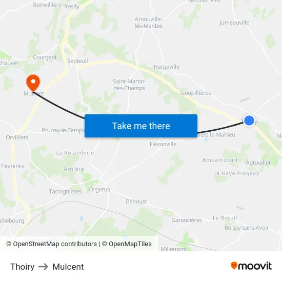 Thoiry to Mulcent map
