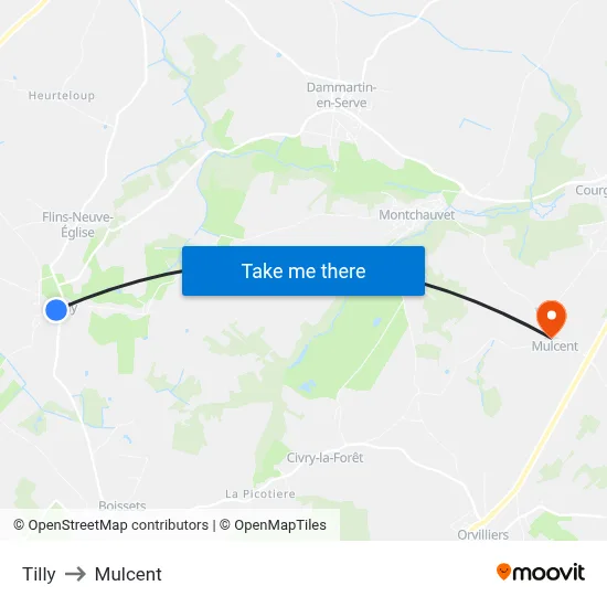 Tilly to Mulcent map