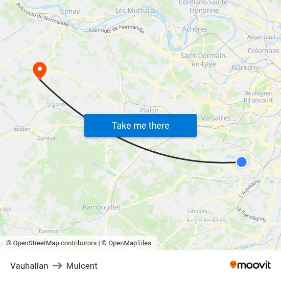 Vauhallan to Mulcent map