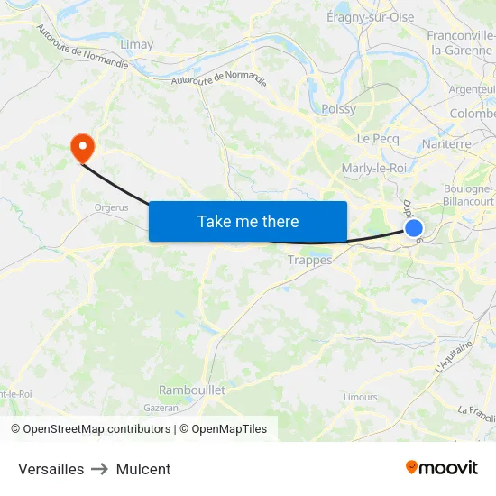 Versailles to Mulcent map