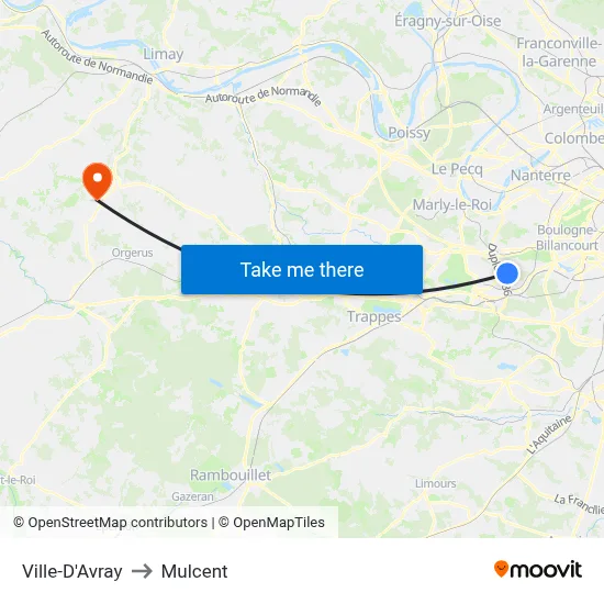 Ville-D'Avray to Mulcent map