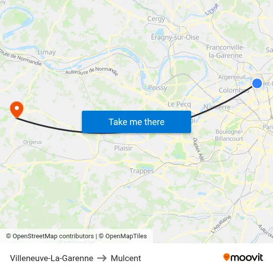 Villeneuve-La-Garenne to Mulcent map
