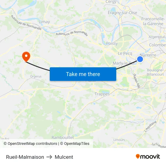 Rueil-Malmaison to Mulcent map