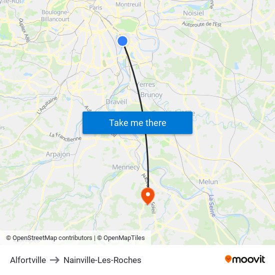 Alfortville to Nainville-Les-Roches map