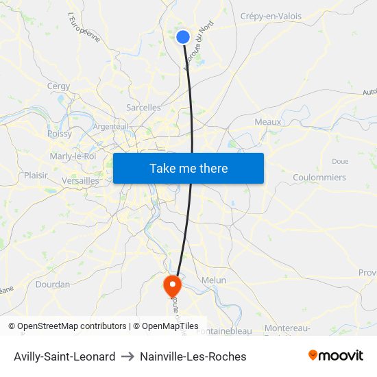 Avilly-Saint-Leonard to Nainville-Les-Roches map