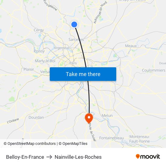 Belloy-En-France to Nainville-Les-Roches map