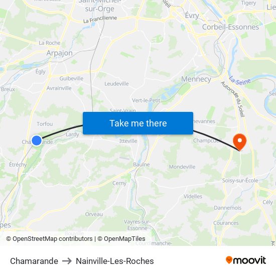 Chamarande to Nainville-Les-Roches map