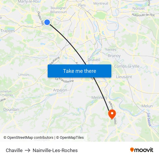 Chaville to Nainville-Les-Roches map